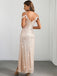 Champagne 1930s Sequin Cold-Shoulder Mermaid Long Dress