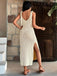 White 1950s Long Knitted Overlay Dress