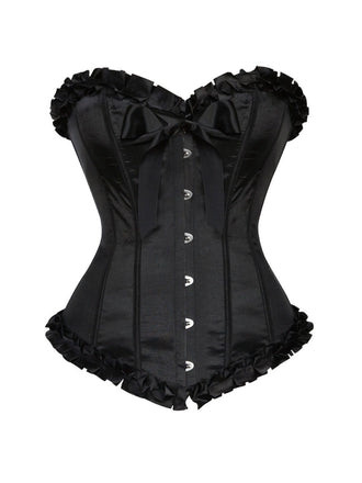 1980s Binding Bow Box-Pleat Patchwork Corset