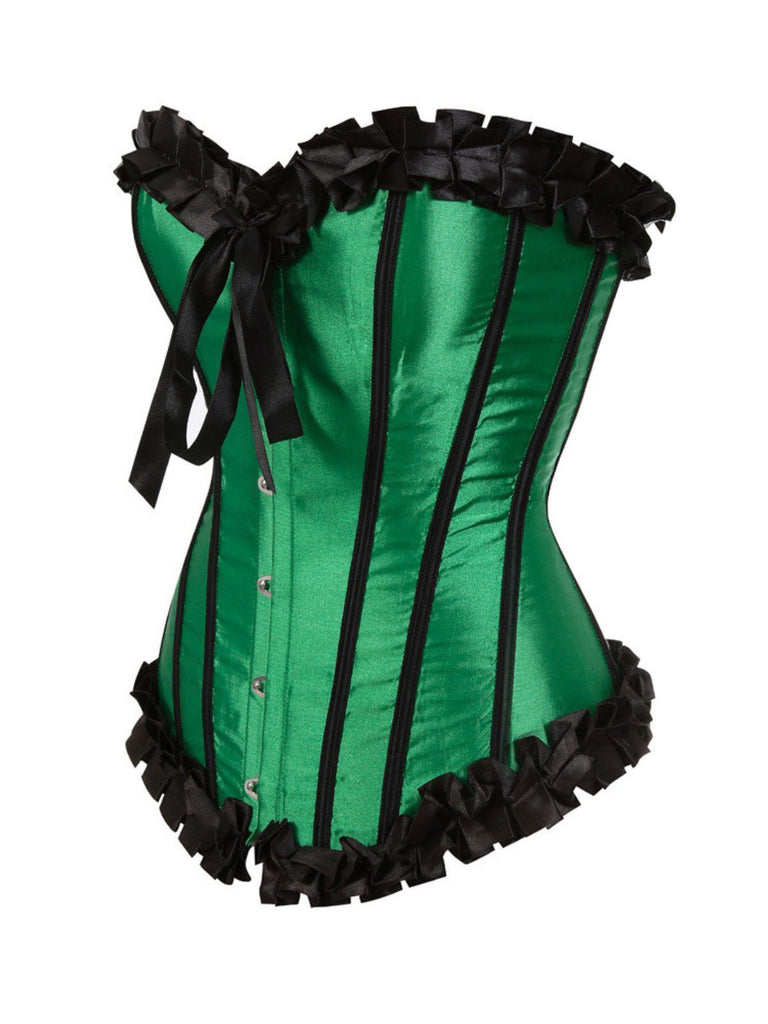 1980s Binding Bow Box-Pleat Patchwork Corset