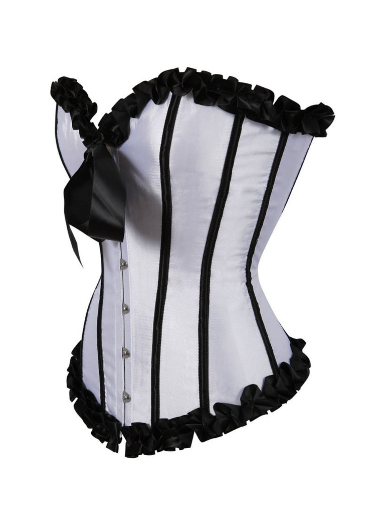 1980s Binding Bow Box-Pleat Patchwork Corset