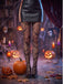 Black Gothic Halloween Print Stockings