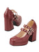 Red Retro Buckle High Heels