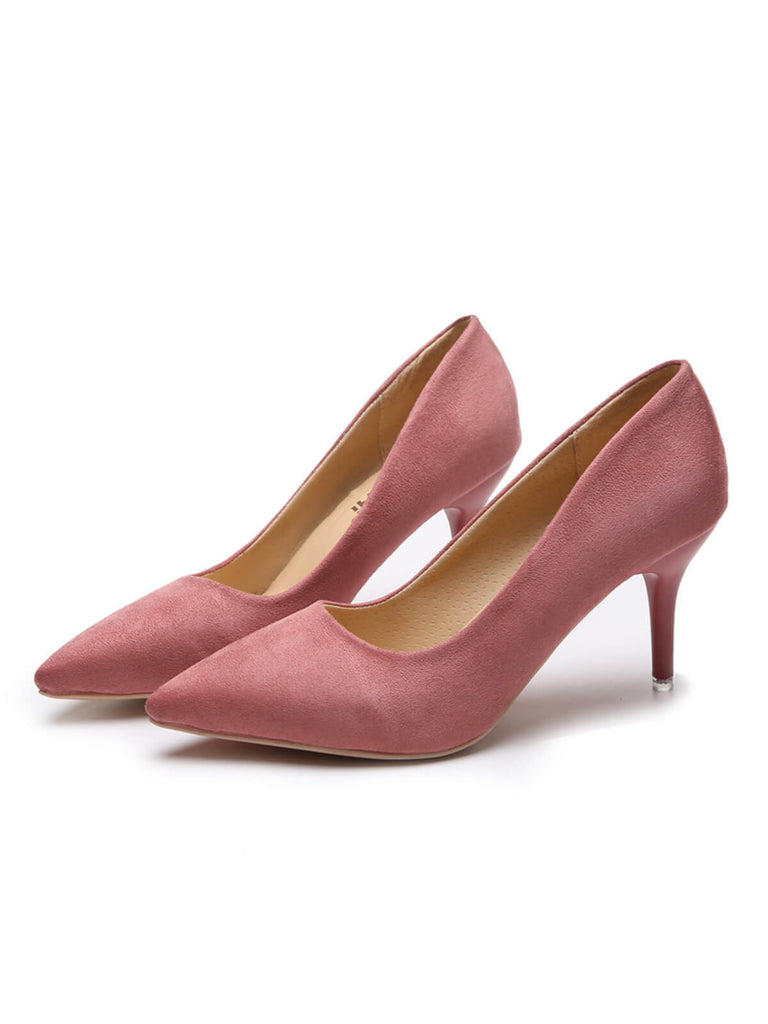 Solid Color Suede Thin Heels Pumps