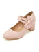 Vintage Bow Round Toe Cone Heel Shoes