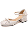 Retro Pearl Bow Mary Jane Heels