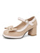 Vintage Contrast Bow Mary Jane High Heels