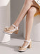 Vintage Contrast Bow Mary Jane High Heels