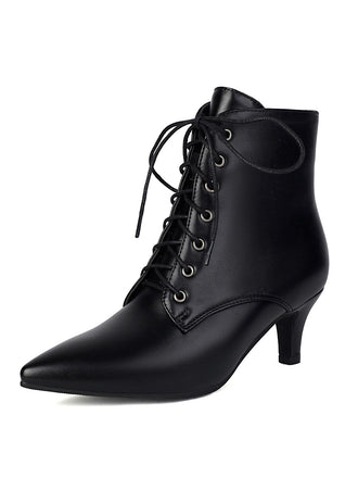Vintage Lace-Up Kitten Heel Ankle Boots