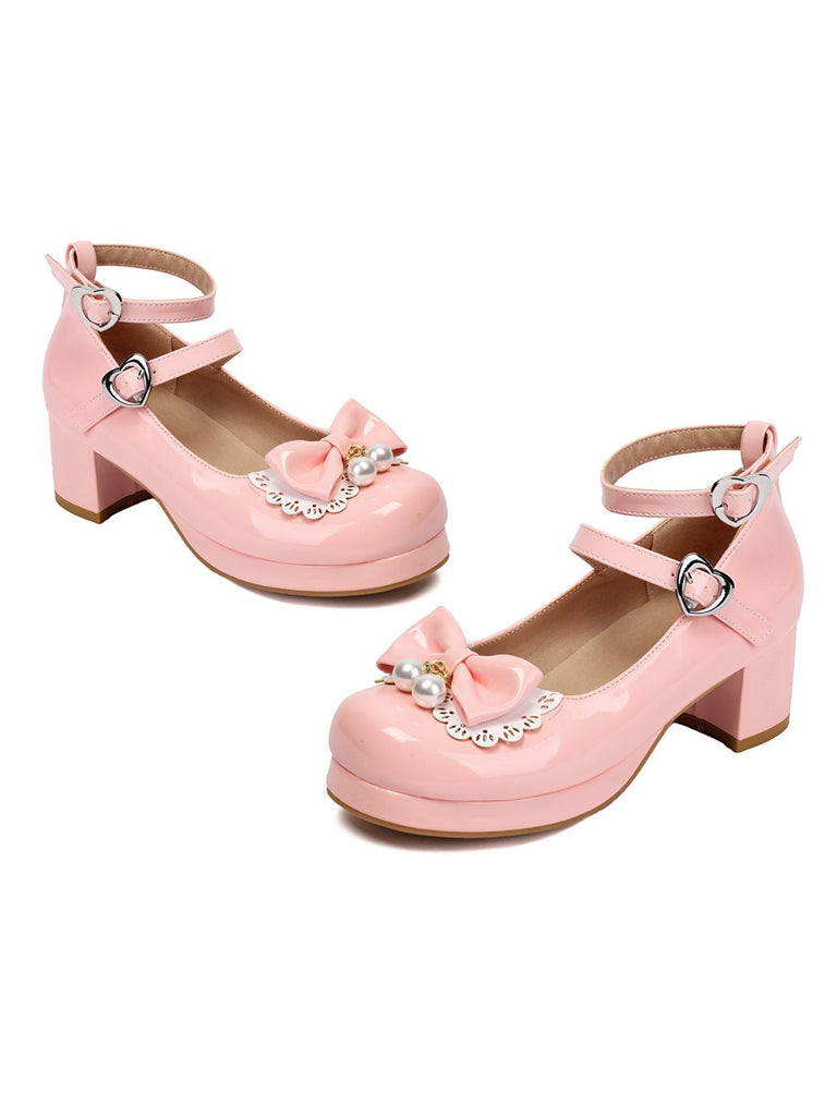 Heart Pearl Bow Mary Jane Heels