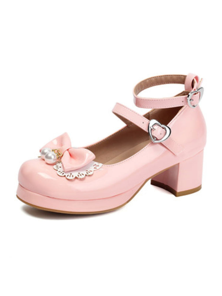 Heart Pearl Bow Mary Jane Heels