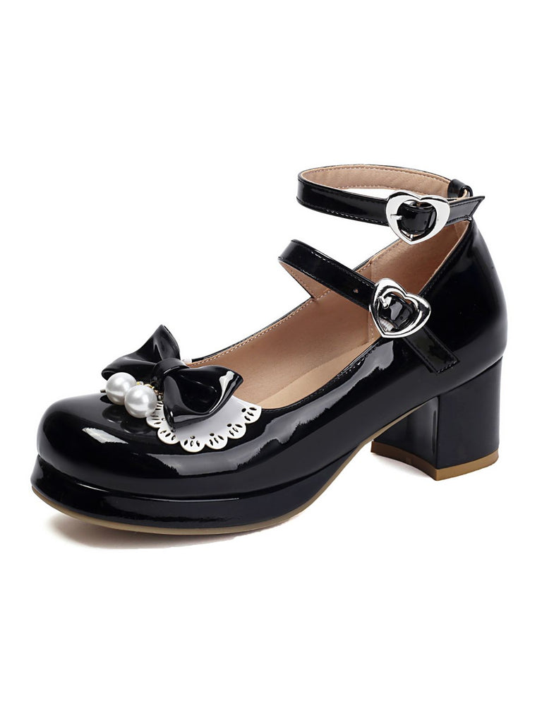 Heart Pearl Bow Mary Jane Heels