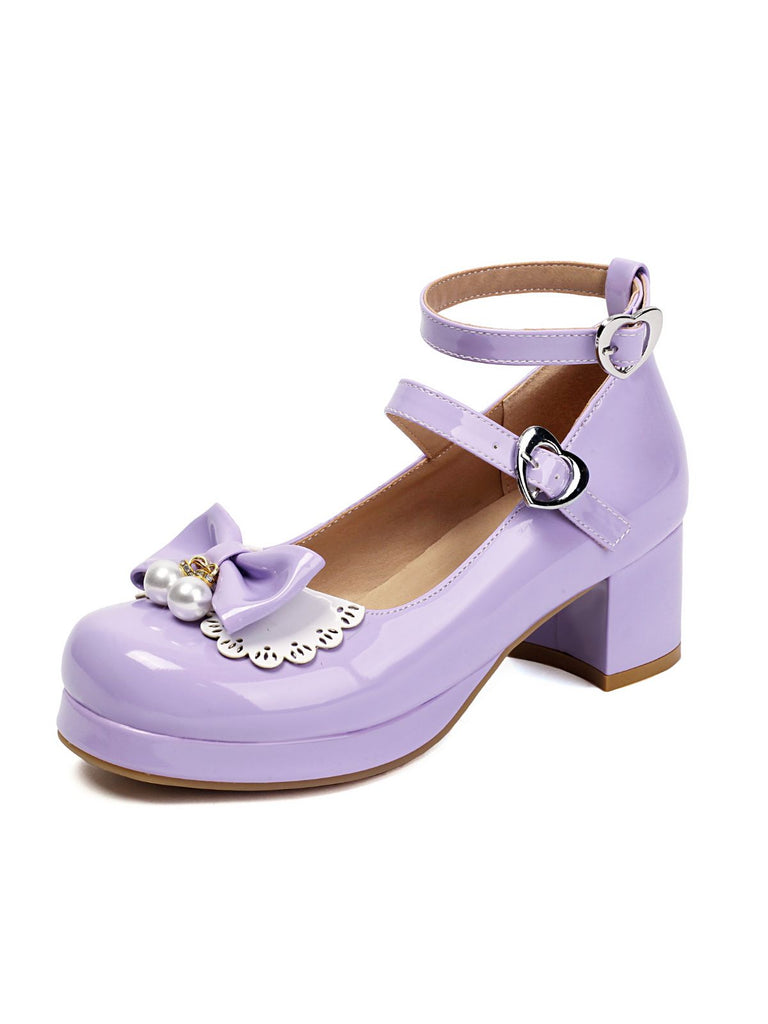 Heart Pearl Bow Mary Jane Heels
