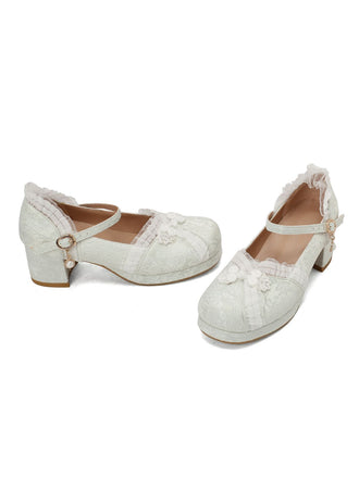 Vintage Lace Pearl Mary Jane Shoes