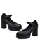 Vintage Solid Round Toe Buckle Chunky Heels