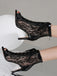 Mesh Patchwork Peep Toe High Heel Sandals