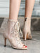 Mesh Patchwork Peep Toe High Heel Sandals