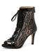 Mesh Patchwork Peep Toe High Heel Sandals