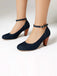 Denim Buckle Mary Janes Chunky Heels