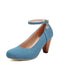 Denim Buckle Mary Janes Chunky Heels