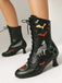 Halloween Bat Pumpkin Lace-Up Mid-Calf Boots