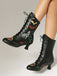 Halloween Bat Pumpkin Lace-Up Mid-Calf Boots