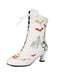 Halloween Bat Pumpkin Lace-Up Mid-Calf Boots