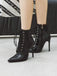 Faux Crocodile Leather Lace-Up Mid-Calf Boots