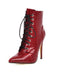 Faux Crocodile Leather Lace-Up Mid-Calf Boots
