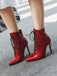 Faux Crocodile Leather Lace-Up Mid-Calf Boots