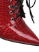 Faux Crocodile Leather Lace-Up Mid-Calf Boots