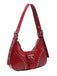 True Red Steampunk Leather Rivets Shoulder Bag
