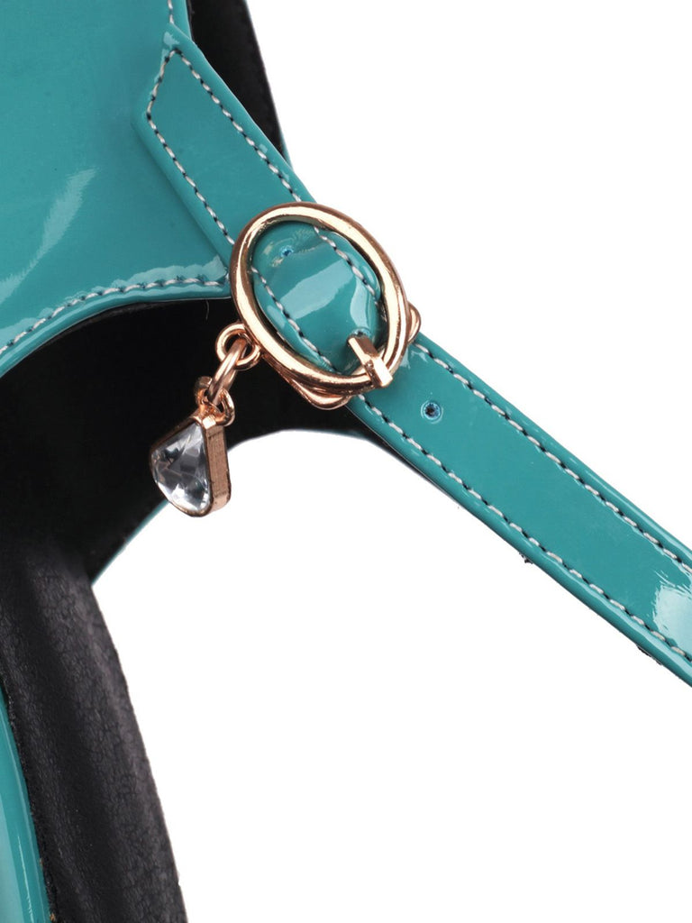 Vintage Patent leather Ankle-Strap Block Heel Pumps