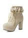 Vintage Ruffled Lace-Up Chunky High Heel Boots