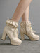 Vintage Ruffled Lace-Up Chunky High Heel Boots