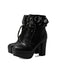 Vintage Ruffled Lace-Up Chunky High Heel Boots