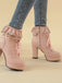 Vintage Ruffled Lace-Up Chunky High Heel Boots