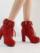 Vintage Ruffled Lace-Up Chunky High Heel Boots