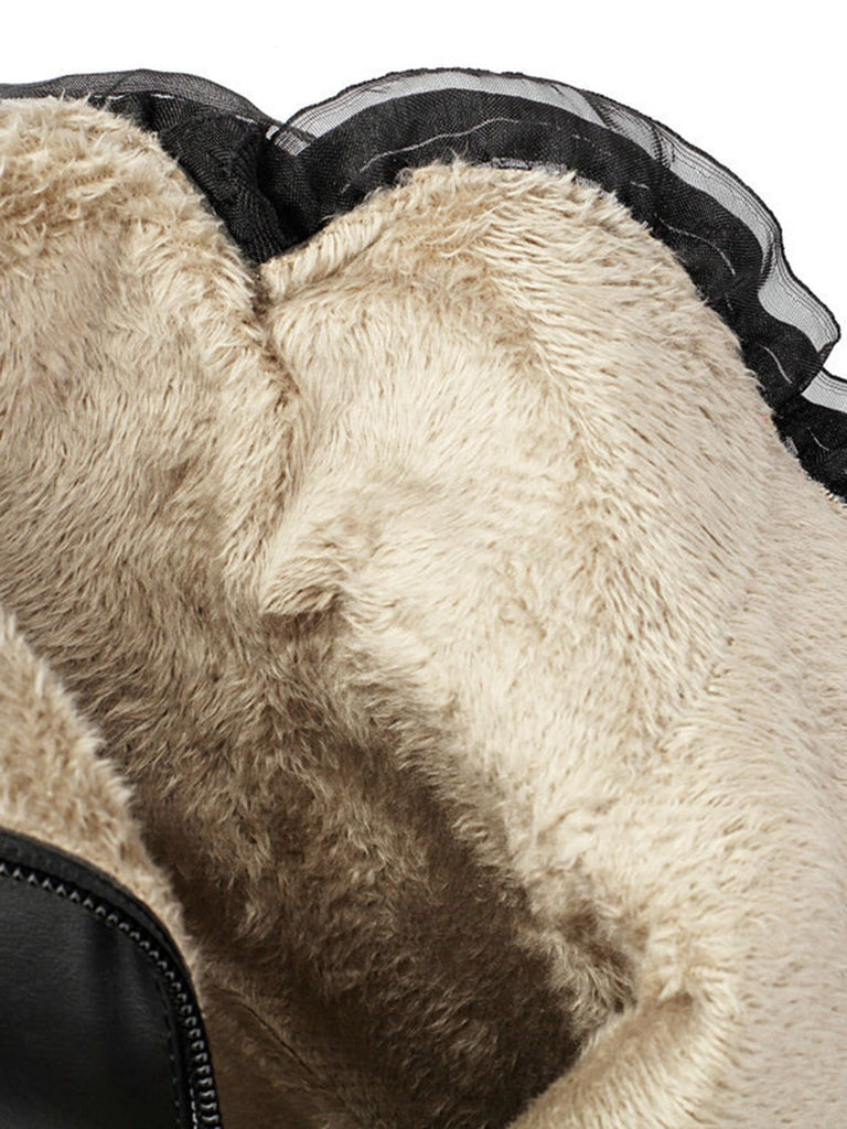 PU Leather Lace-Trimmed Chunky Heel Ankle Boots