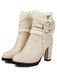 PU Leather Lace-Trimmed Chunky Heel Ankle Boots