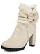PU Leather Lace-Trimmed Chunky Heel Ankle Boots