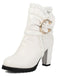 PU Leather Lace-Trimmed Chunky Heel Ankle Boots