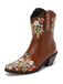 Vintage Pointed Embroidered Floral Chunky Heel Boots