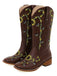 Brown Sunflower Embroidered Western Cowgirl Mid Calf Boots
