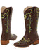 Brown Sunflower Embroidered Western Cowgirl Mid Calf Boots