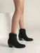 Retro Pointed Toe Solid Faux-Suede Ankle Boots