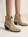 Retro Pointed Toe Solid Faux-Suede Ankle Boots