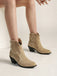 Retro Pointed Toe Solid Faux-Suede Ankle Boots
