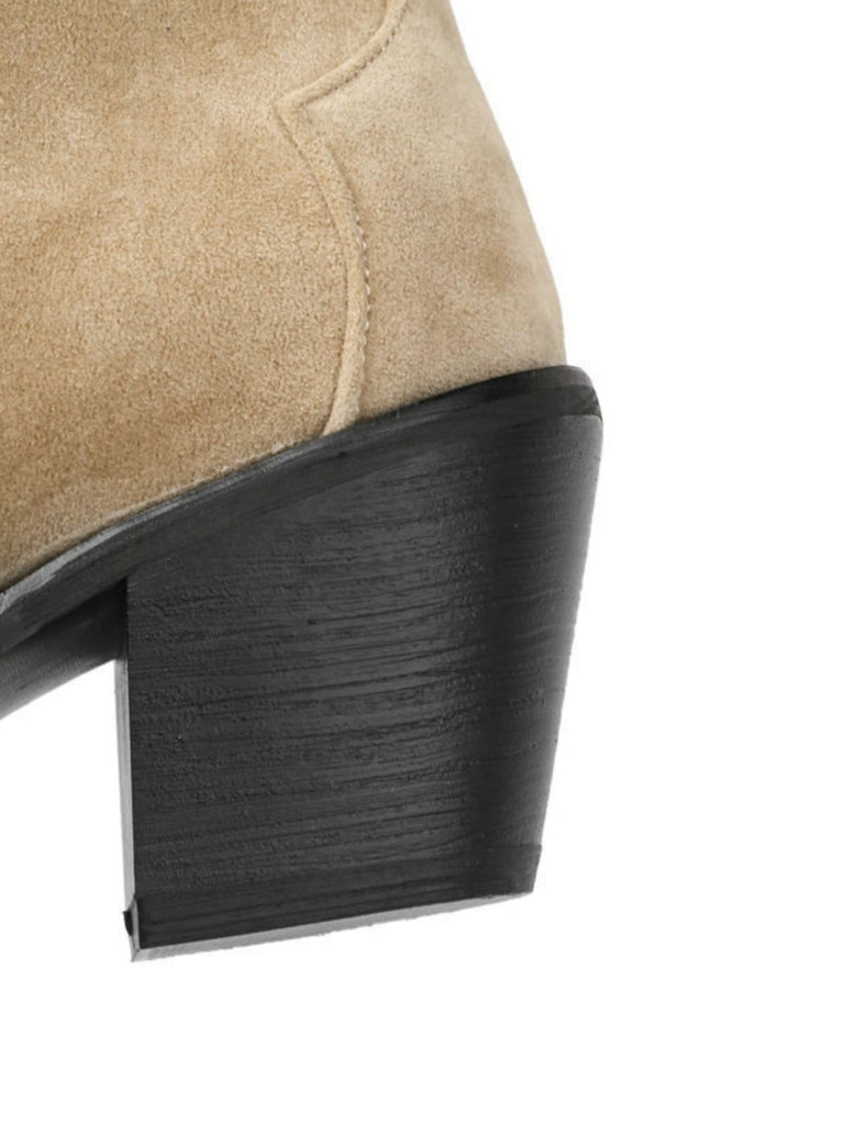 Retro Pointed Toe Solid Faux-Suede Ankle Boots