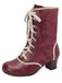 Vintage Lace-Up Faux Suede & Leather Mid Calf Boots